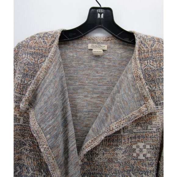 Lucky Brand Sweater Small Linen Open Wrap Cardigan Southwestern Aztec - Picture 2 of 11